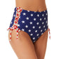 Maiô California Waves Junior's Classic Stars and Stripes Laterais com Cadarço e Cintura Alta Azul