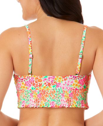 Top de biquíni feminino Salt + Cove Juniors Sun Garden Smocked Cami Multi XS