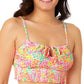 Top de biquíni feminino Salt + Cove Juniors Sun Garden Smocked Cami Multi XS