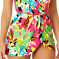 Vestido de banho feminino Anne Cole com estampa frontal sobrepeliz e maiô rosa