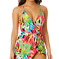 Vestido de banho feminino Anne Cole com estampa frontal sobrepeliz e maiô rosa
