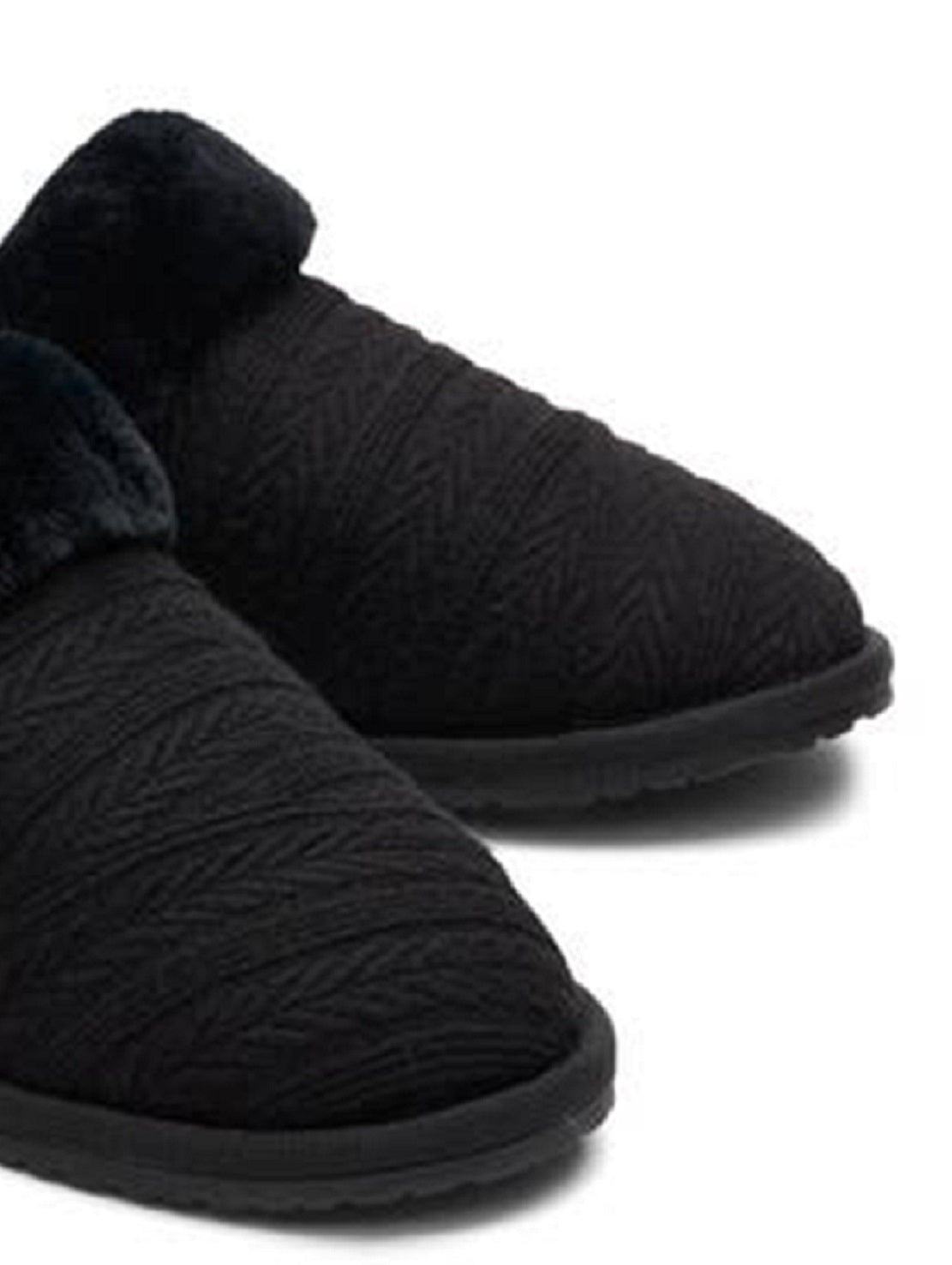 Pantufas Toms Valeri Femininas com Forro de Pele Sintética, Confortáveis, Pretas, Tamanho 8