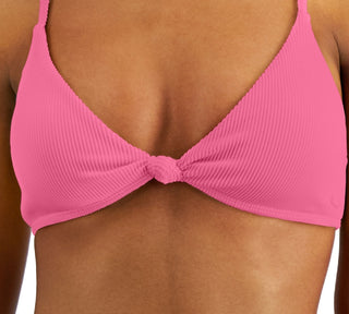 Top de biquíni feminino Roxy Love Rib Monyca com nó triangular rosa tamanho X-S