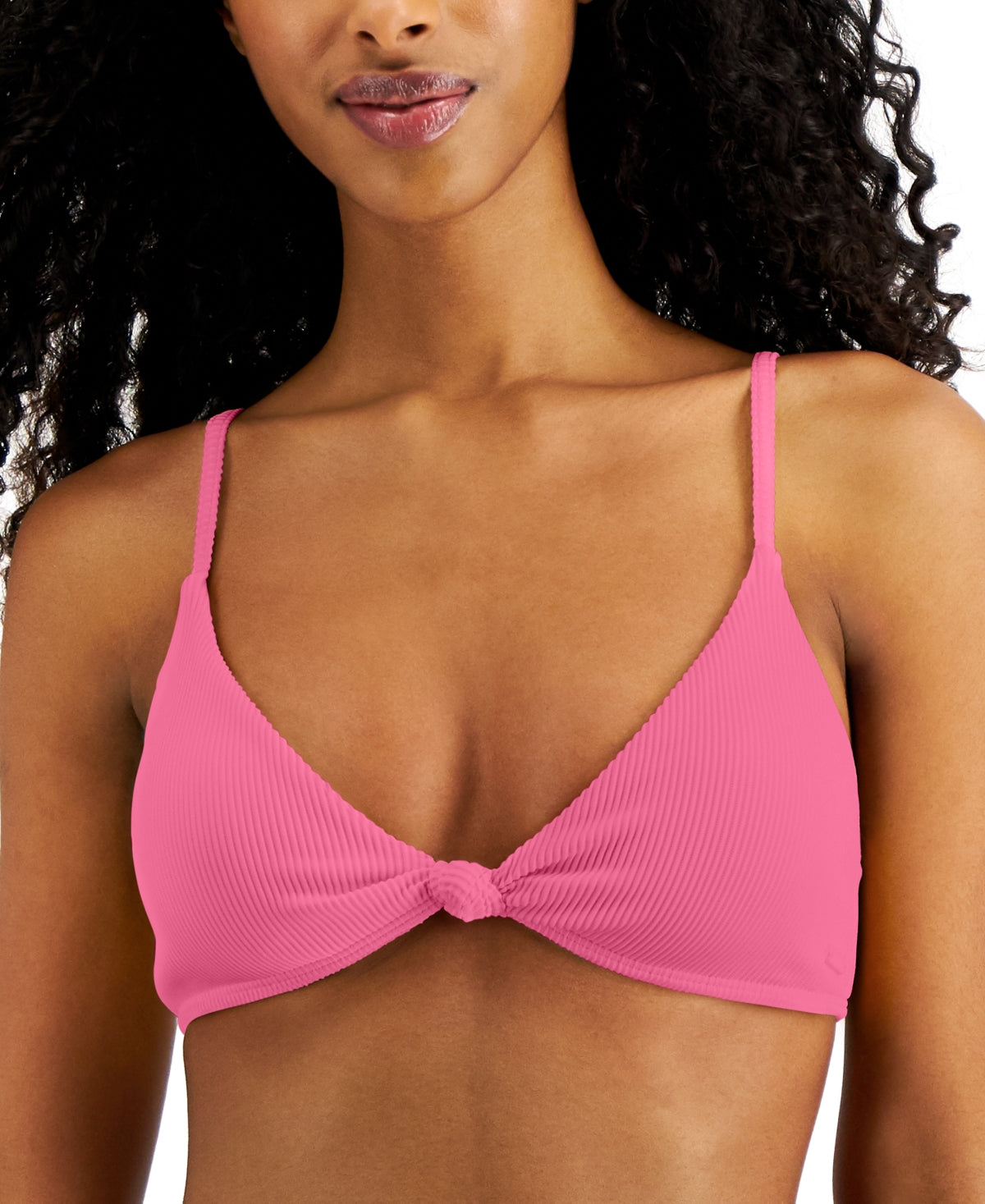 Top de biquíni feminino Roxy Love Rib Monyca com nó triangular rosa tamanho X-S