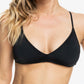 Top de biquíni atlético triangular com tiras Roxy Beach Classics feminino, preto