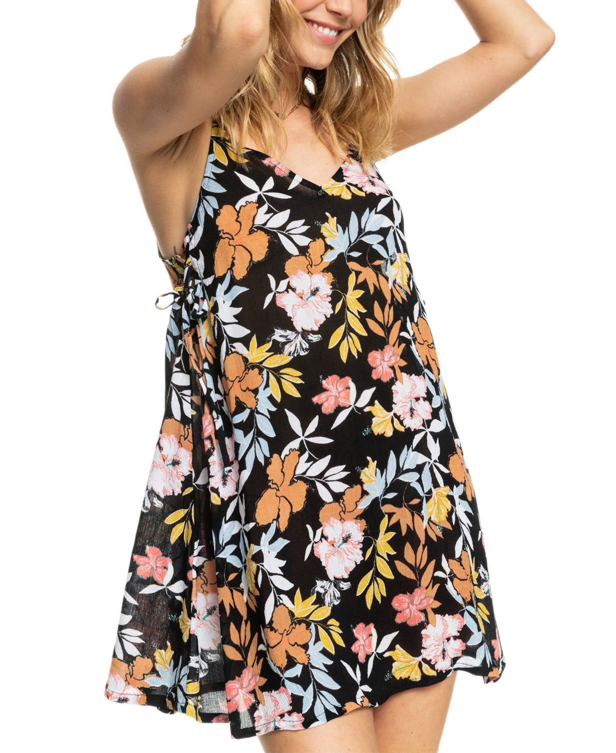 Vestido curto de praia feminino Roxy, preto, tamanho médio