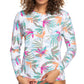 Maiô feminino Roxy Sea Skippin' Rashguard branco tamanho grande