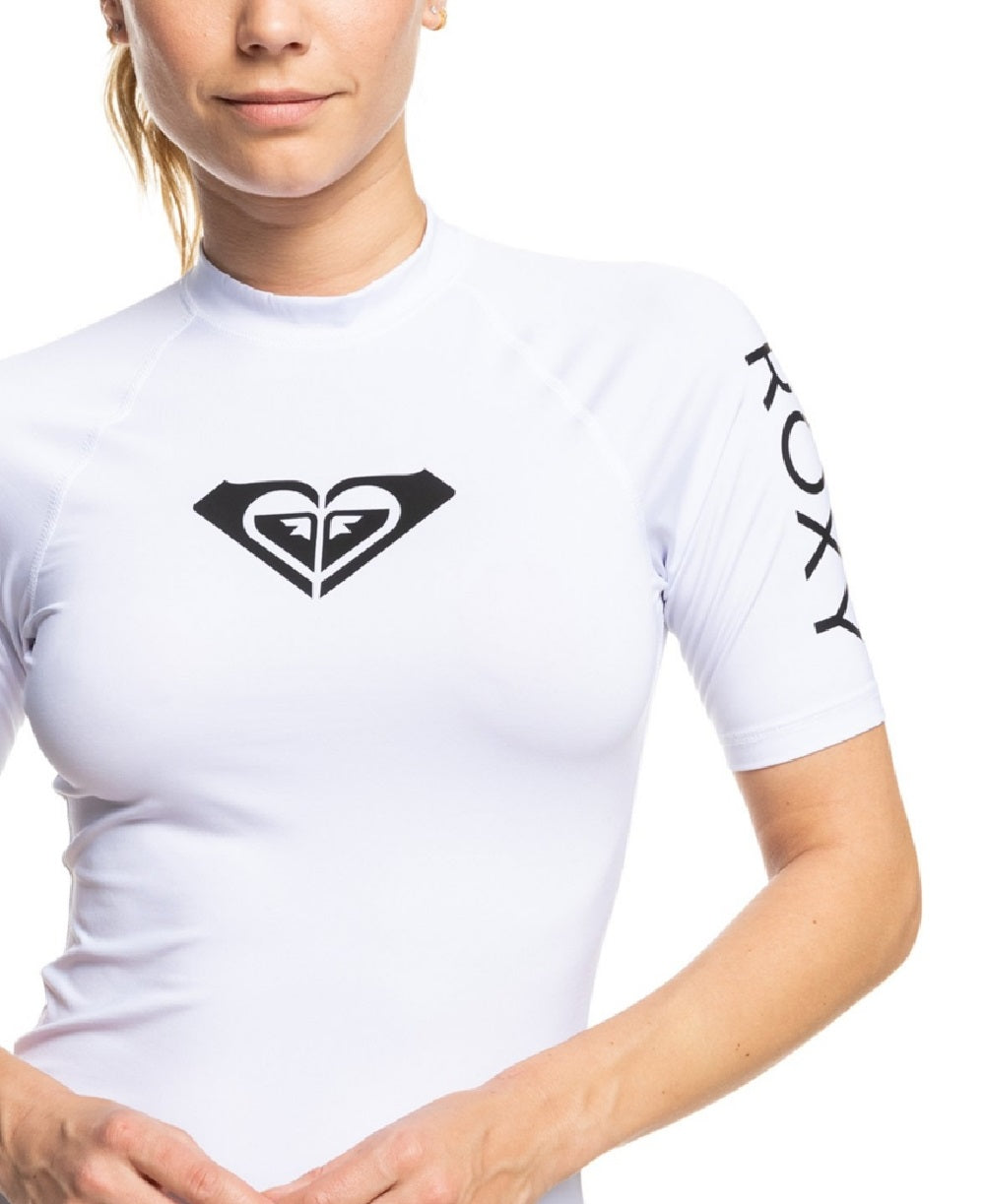 Rashguard Roxy Feminino Whole Hearted Manga Curta Branco
