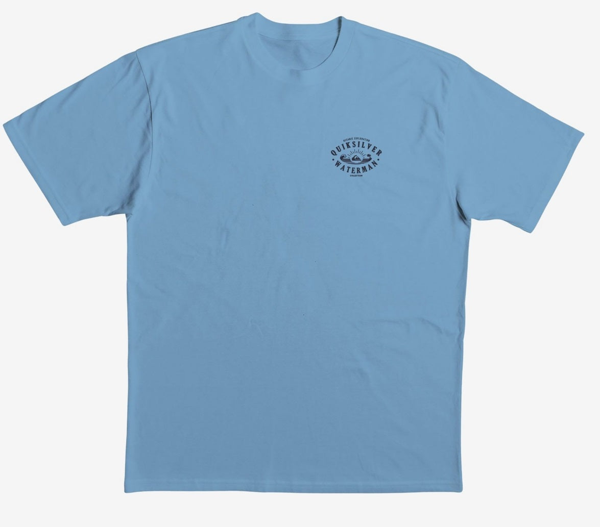 Camiseta Quiksilver Waterman Palm Wave Masculina Azul Tamanho P