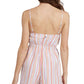 Macacão Roxy Endless Love Stripe de algodão Seersucker em listras costeiras azul-claro, tamanho X-S