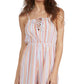 Macacão Roxy Endless Love Stripe de algodão Seersucker em listras costeiras azul-claro, tamanho X-S