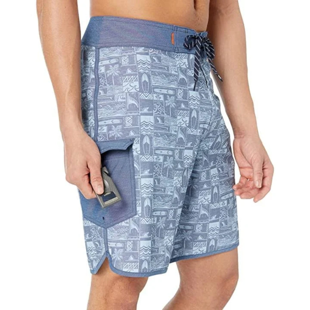 Calções de banho Quiksilver Four Doors para homem, azul, tamanho 40