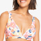 Top de biquíni triangular Roxy Beach Classics em branco brilhante floral Escape tamanho grande