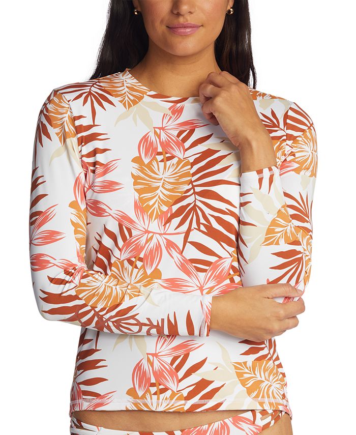 Maiô feminino Roxy Sea Skippin' de manga comprida, tamanho extragrande, marrom