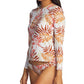 Maiô feminino Roxy Sea Skippin' de manga comprida, tamanho extragrande, marrom