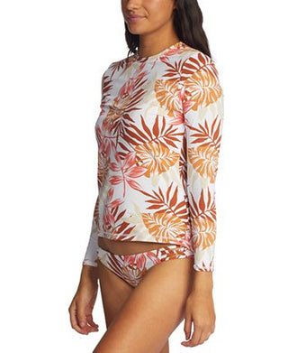 Maiô feminino Roxy Sea Skippin' de manga comprida, tamanho extragrande, marrom