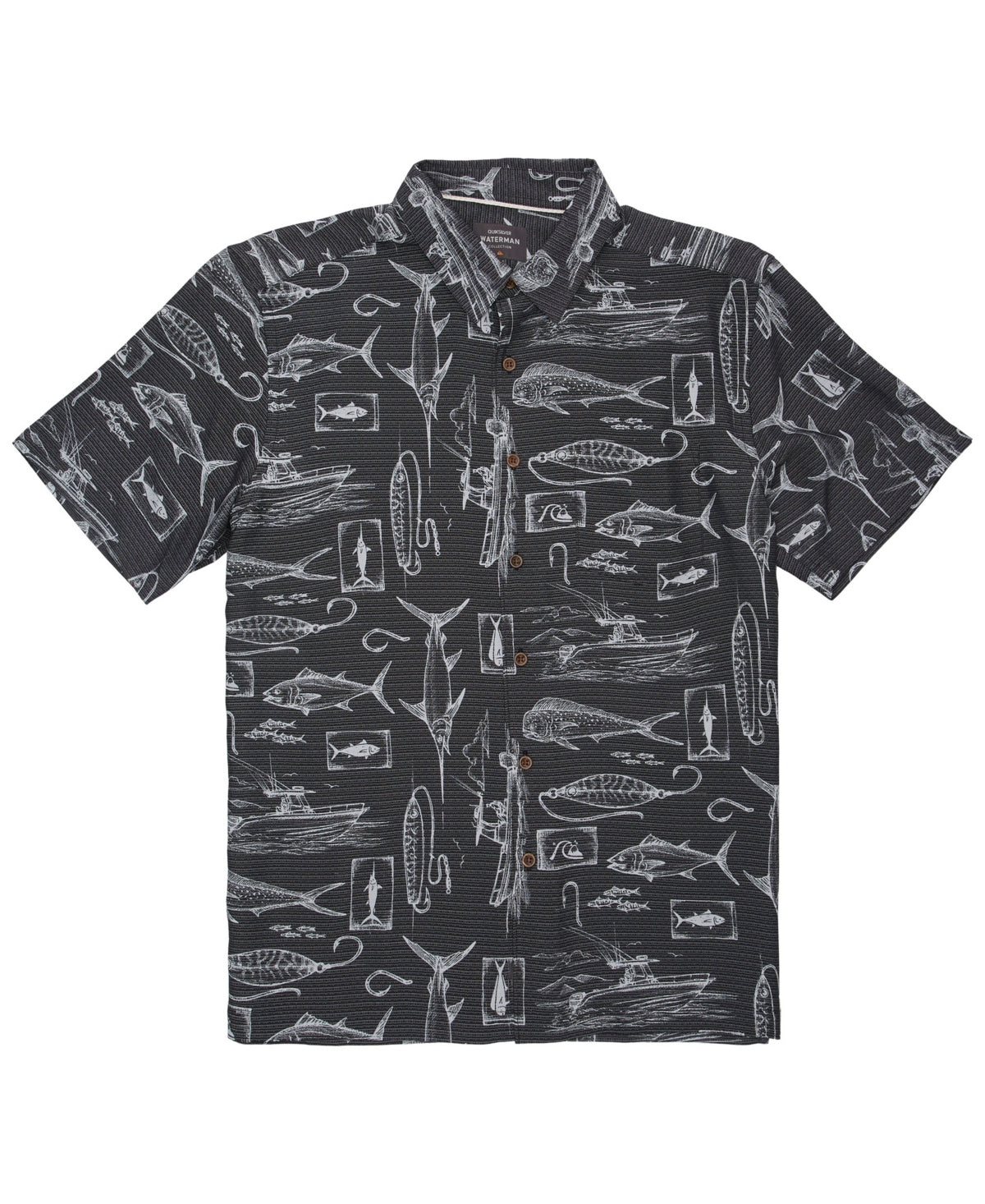 Camisa de manga curta masculina Quiksilver Waterman Slack Line, preta, tamanho GG