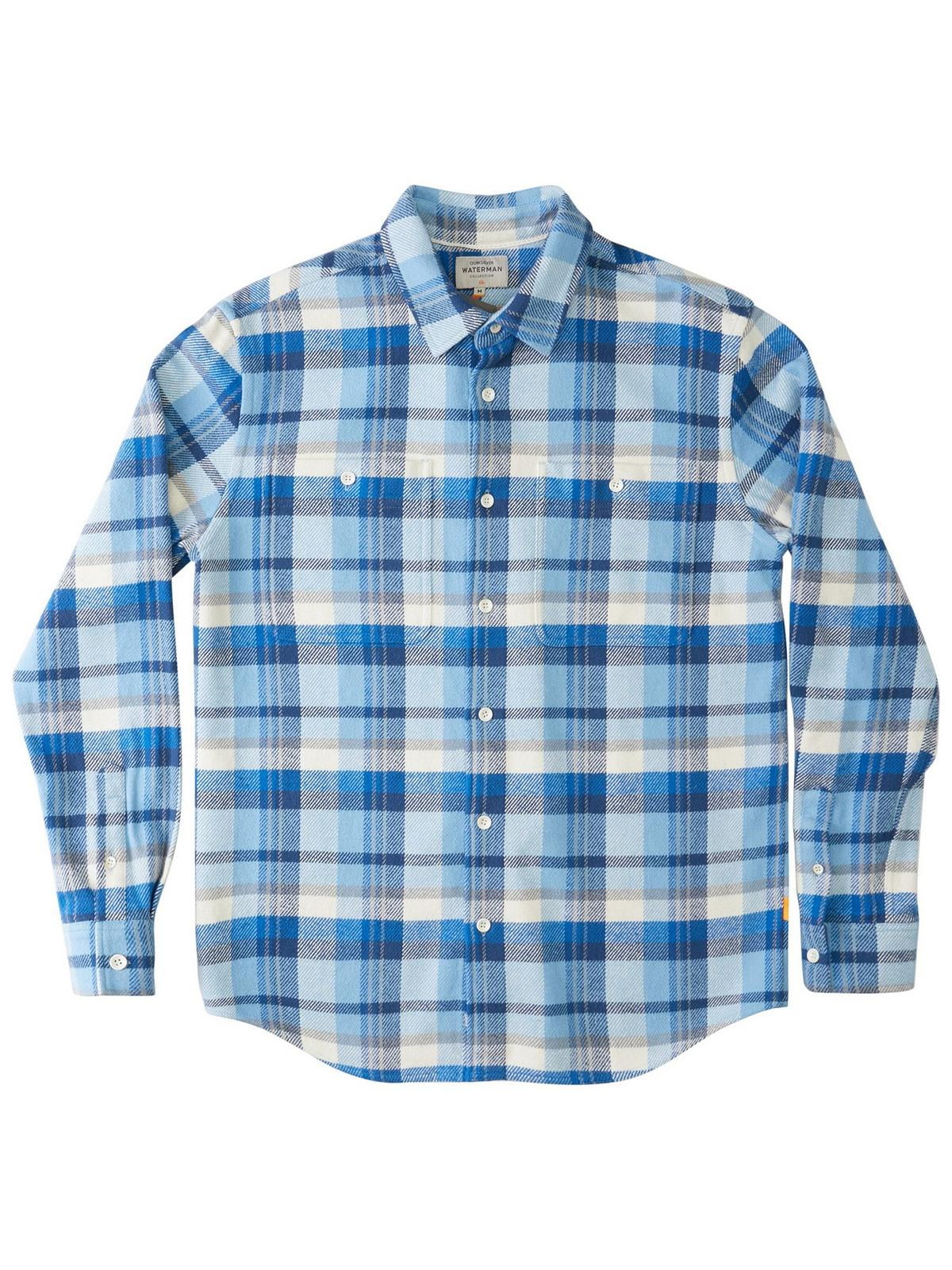 Camisa de flanela masculina Quiksilver Waterman Thunder de manga comprida azul