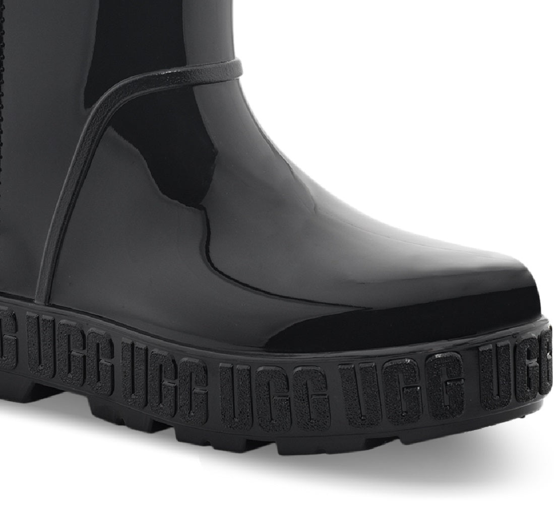 Bota de chuva feminina UGG Drizlita com forro de pele de carneiro genuína, preta, tamanho 7