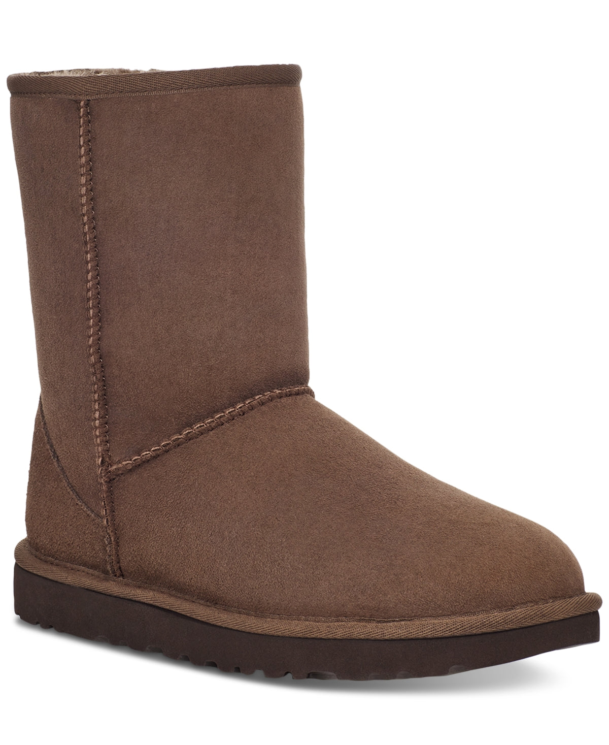 Bota curta feminina UGG Classic II com forro de pele de carneiro genuína, marrom, tamanho 8