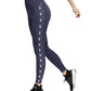 Calça legging feminina adidas 3 Bar Logo 7/8 azul tamanho grande