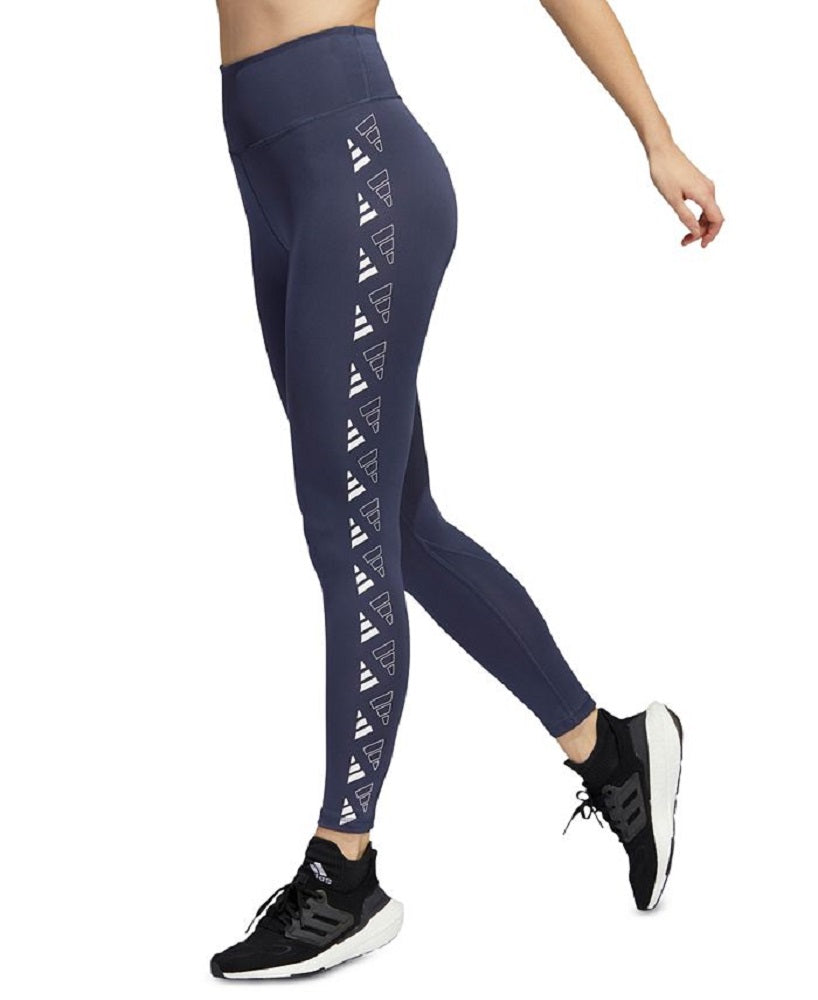 Calça legging feminina adidas 3 Bar Logo 7/8 azul tamanho grande