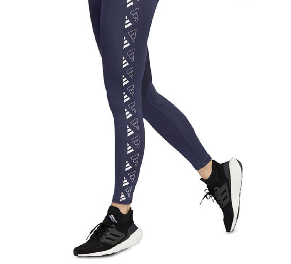 Calça legging feminina adidas 3 Bar Logo 7/8 azul tamanho grande