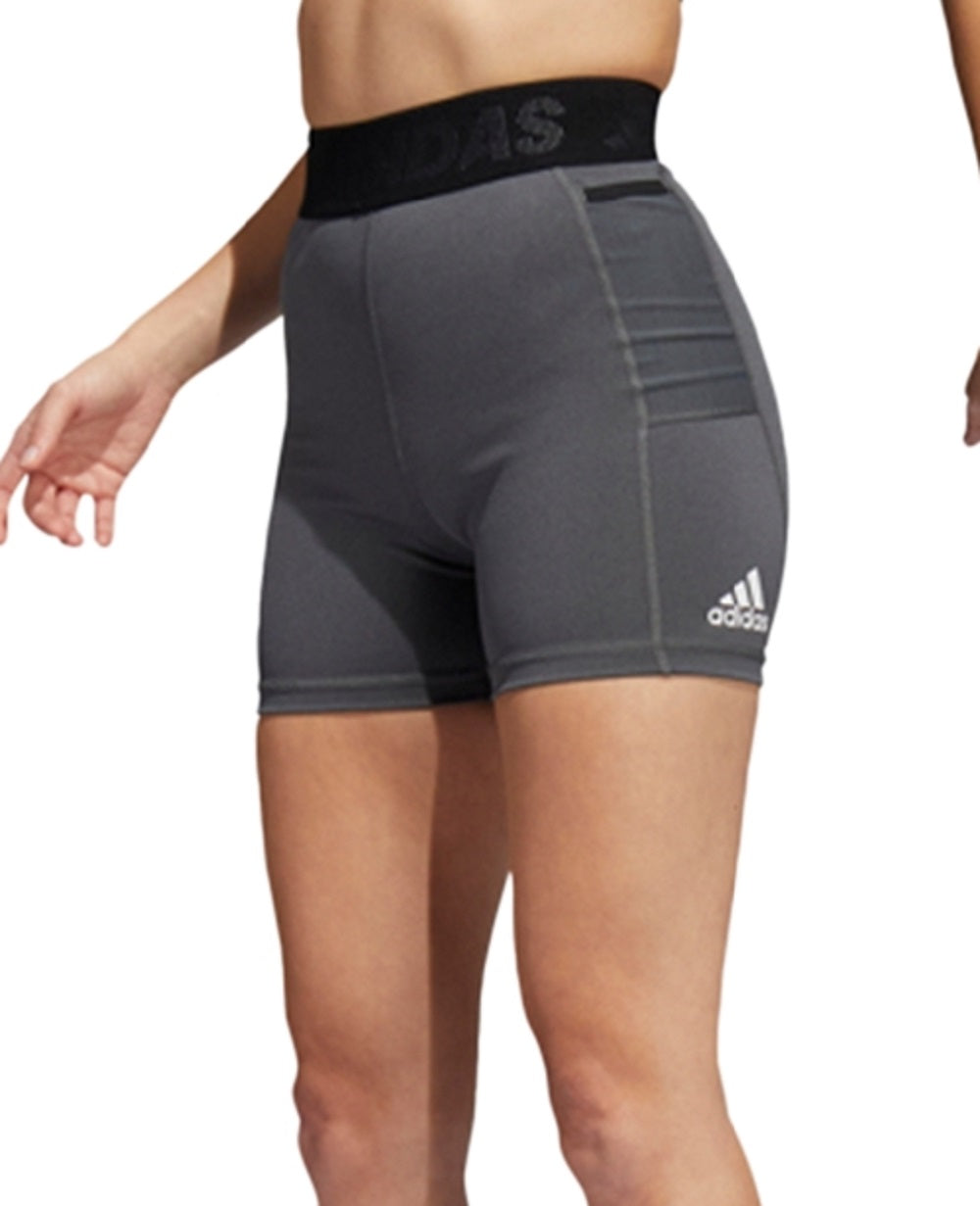 Shorts de treino feminino Adidas com bolso lateral, cinza, tamanho grande