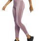 Calça legging feminina Adidas com listras laterais, rosa, tamanho pequeno