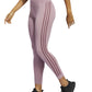 Calça legging feminina Adidas com listras laterais, rosa, tamanho médio