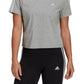 Camiseta feminina adidas cropped de algodão com 3 listras cinza tamanho grande