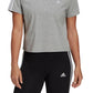 Camiseta feminina adidas cropped de algodão com 3 listras, cinza, tamanho pequeno
