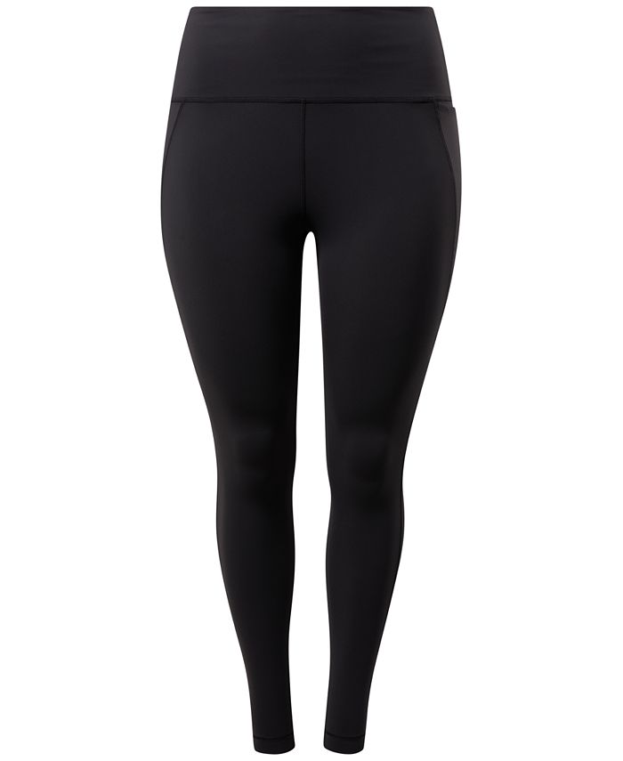 Leggings femininas Reebok Lux de cintura alta, pretas, tamanho 3X