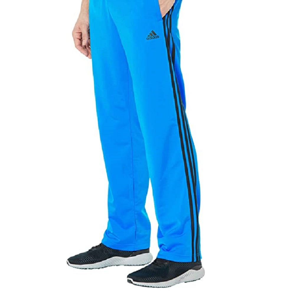 Calça de corrida adidas Primegreen Essentials Warm Up com bainha aberta e 3 listras, azul, tamanho médio
