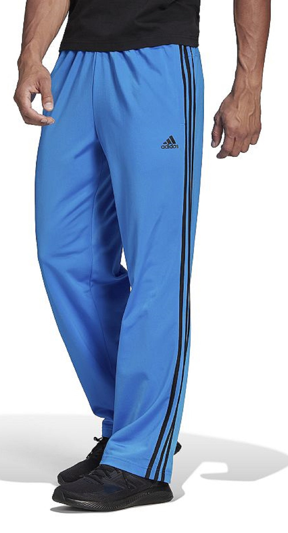 Calça de corrida adidas Primegreen Essentials Warm Up com bainha aberta e 3 listras, azul, tamanho GG