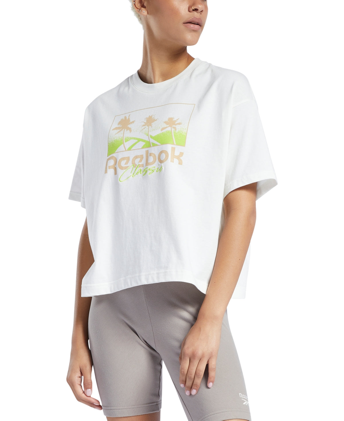 Camiseta Reebok Feminina Algodão Estampada Branca Tamanho X-G