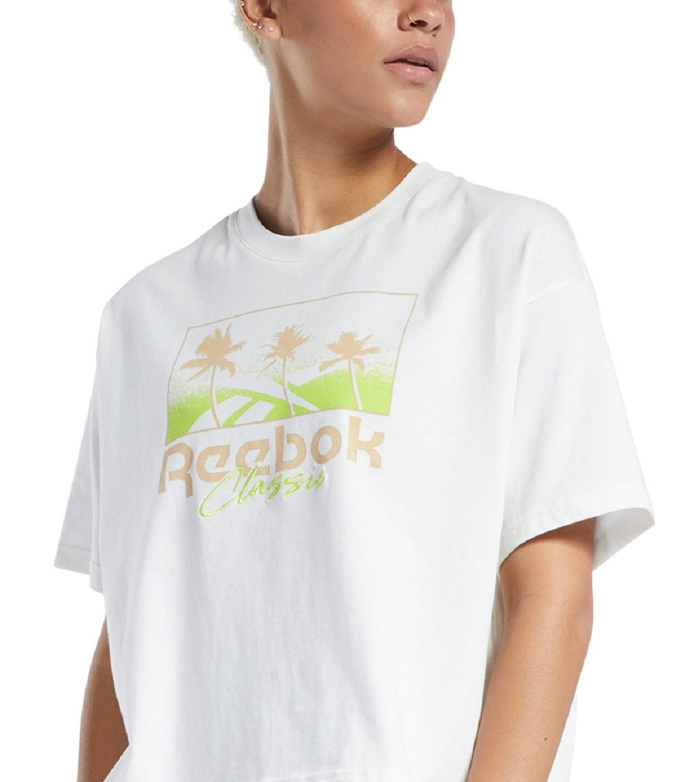 Camiseta Reebok Feminina Algodão Estampada Branca Tamanho X-G
