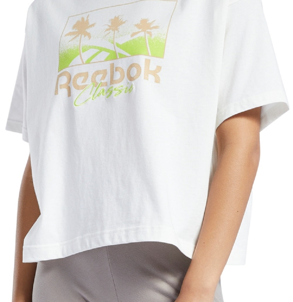 Camiseta Reebok Feminina Algodão Estampada Branca Tamanho X-G