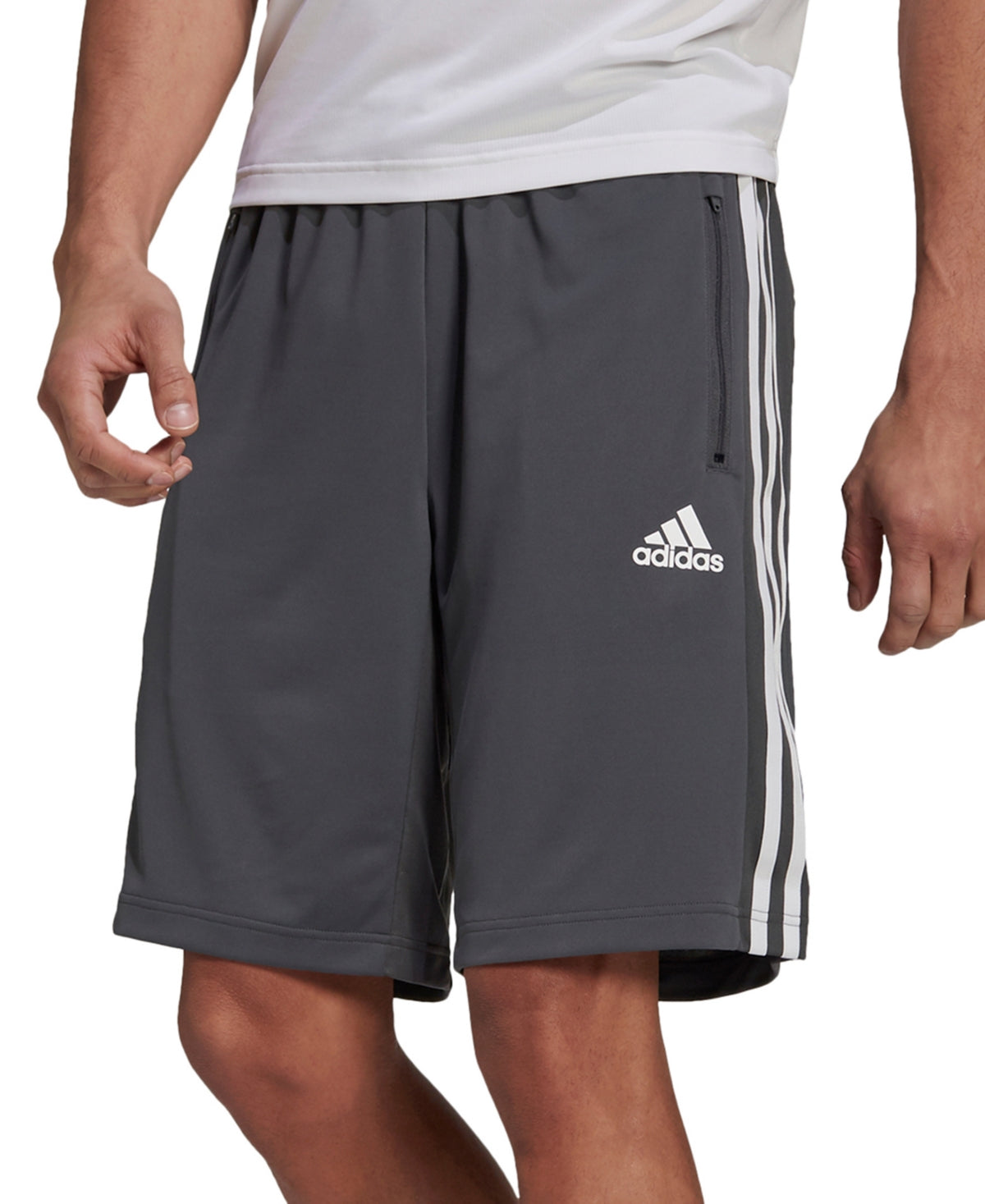 Shorts Adidas Primeblue Designed 2 Move 10 3 Listras Masculino Cinza Tamanho P