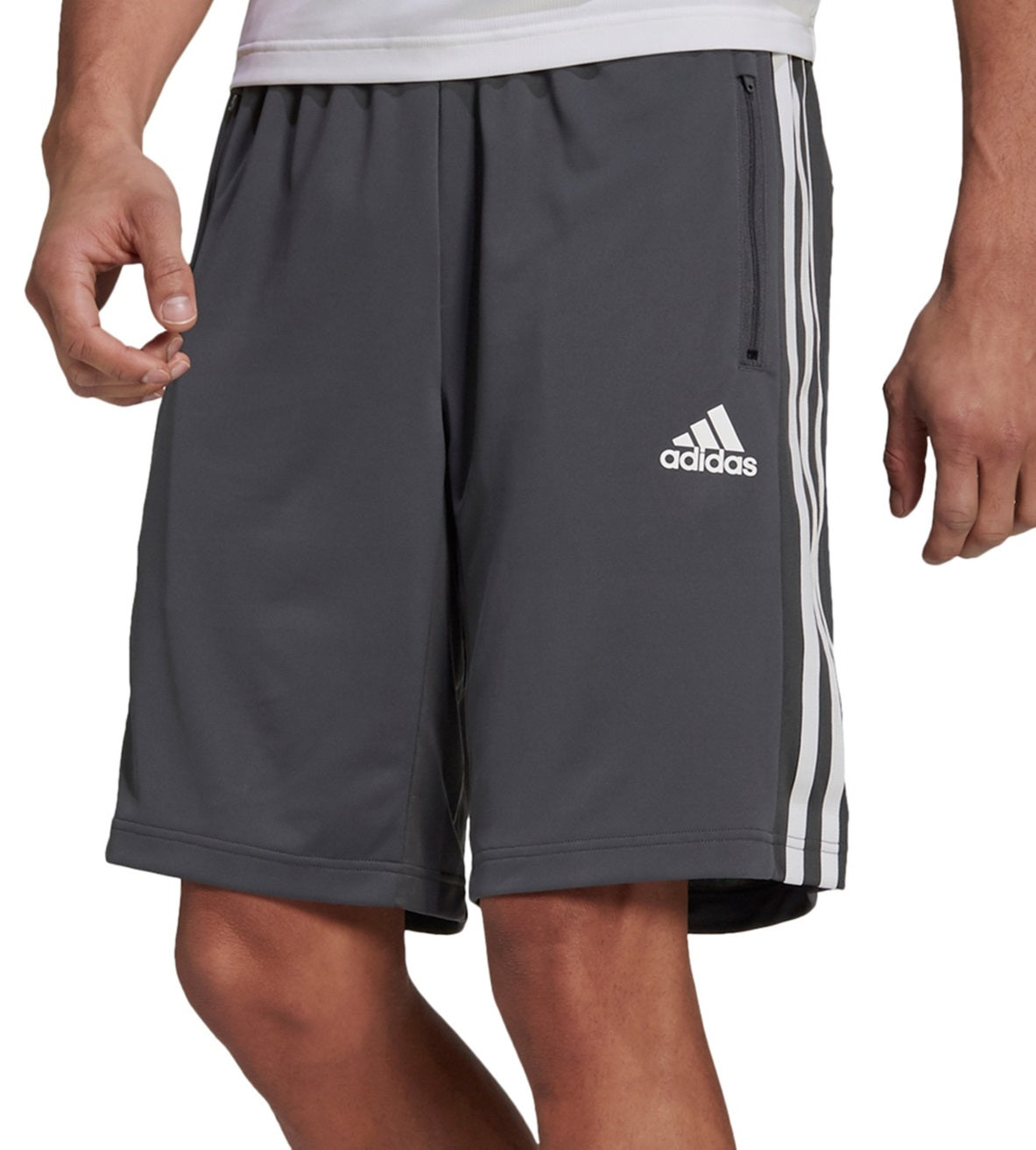Shorts Adidas Primeblue Designed 2 Move 10 3 Listras Masculino Cinza Tamanho P