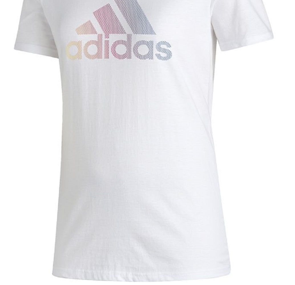 Camiseta Adidas Feminina Badge Of Sports Algodão com Logotipo, Branca, Tamanho X-G