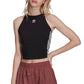 Regata curta feminina adidas com decote halter, preta, tamanho grande