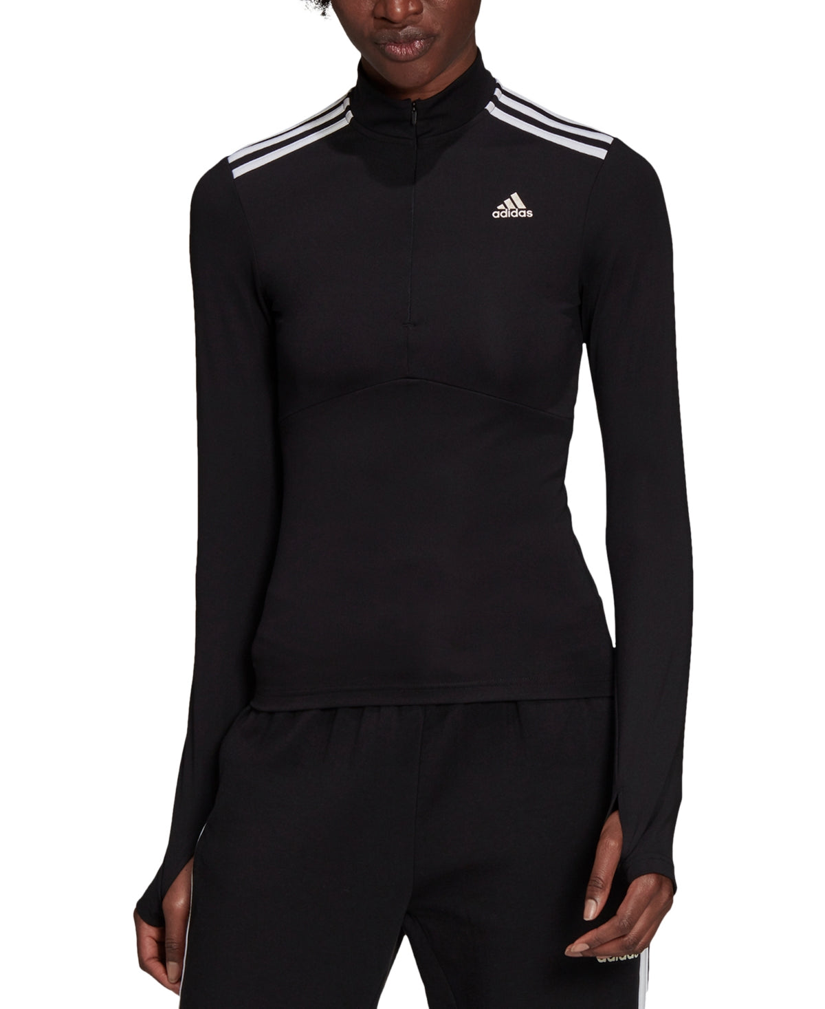 Blusa Adidas Hyperglam Quarter Zip Feminina Preta Tamanho XS