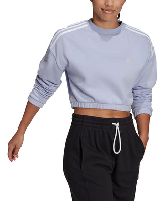 adidas Womens Cropped Sweatshirt Purple Size Large