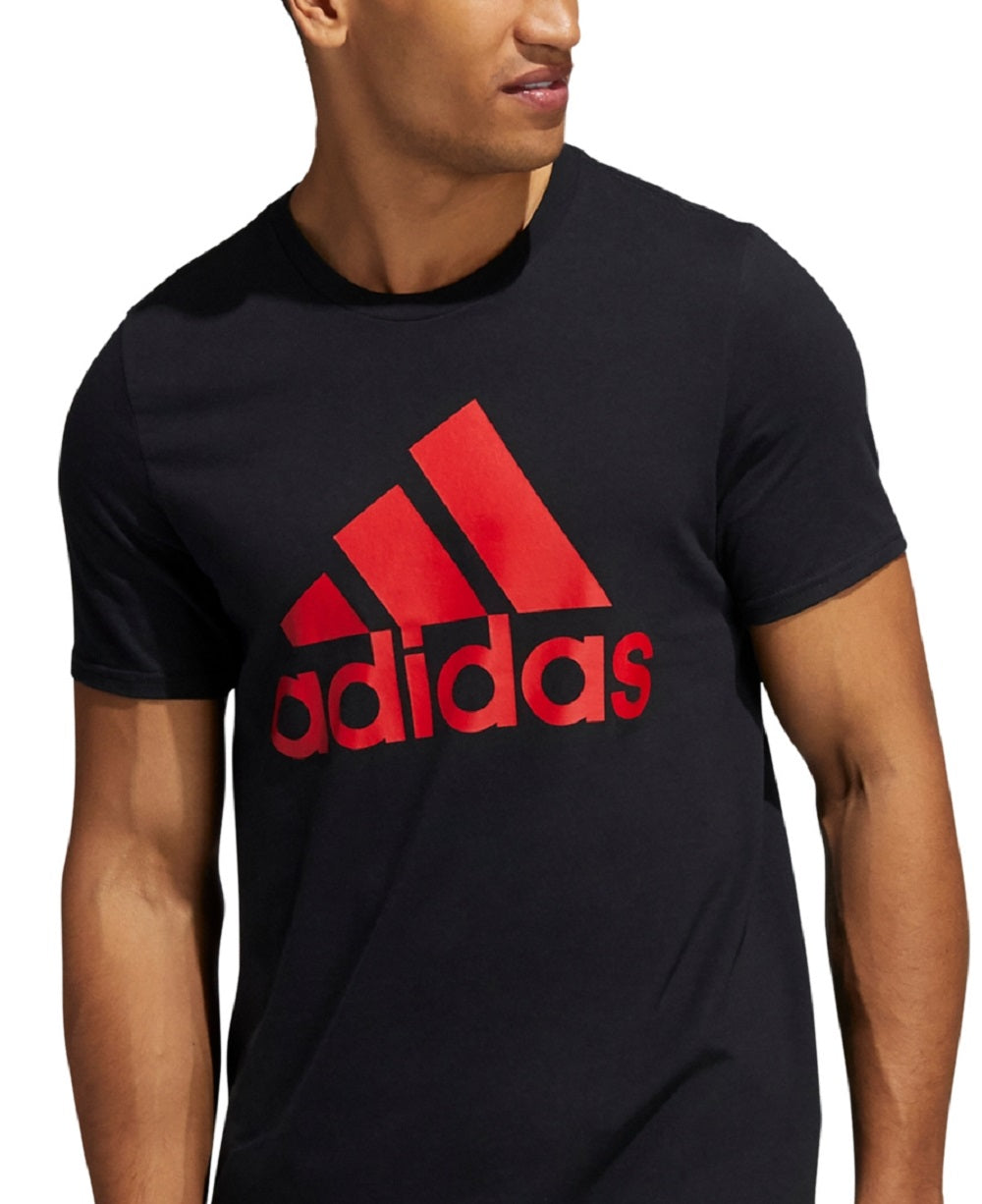 Camiseta gráfica com logotipo adidas Badge Of Sports para homem, preta, tamanho pequeno