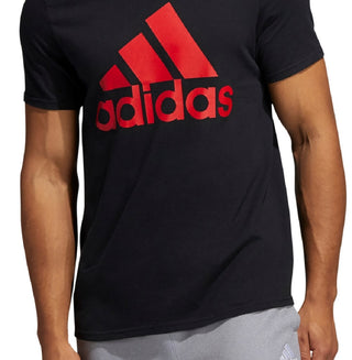 Camiseta gráfica com logotipo adidas Badge Of Sports para homem, preta, tamanho pequeno