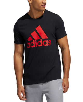 Camiseta gráfica com logotipo adidas Badge Of Sports para homem, preta, tamanho pequeno