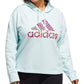 Moletom com capuz adidas feminino com estampa de bolinhas e logo azul, tamanho 3X