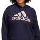 Moletom feminino adidas Fleece com capuz canelado e cordão Step Logo Graphic, azul