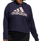 Moletom feminino adidas Fleece com capuz canelado e cordão Step Logo Graphic, azul